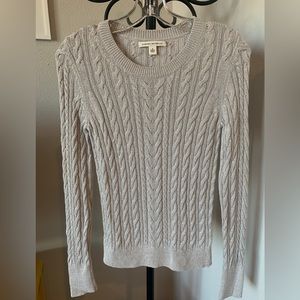 BANANA REPUBLIC Women’s Size S Grey Metallic‎ Cable Knit Sweater Long Sleeve